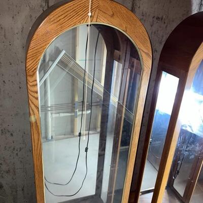 2 Standing Mirrored Glass Shadow/Display Cabinets