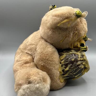 Handmade Crafted Messy Bear Holding Pot of Honey with Bees