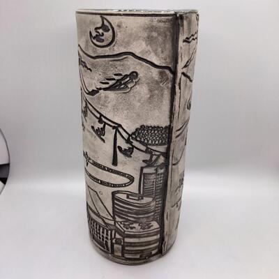 Lot 54 - Awesome Handmade Ceramic Slab Vase Salt Lake Valley Theme