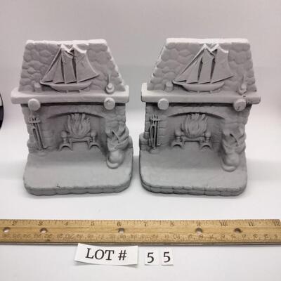 Lot 55 - Painted pair bookends