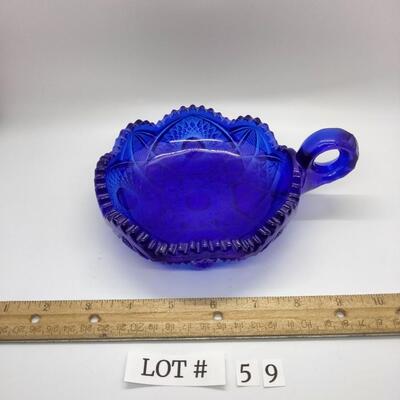 Lot 59 - Vintage Cobalt Glass Handled Dish