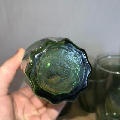 12 Green Colored Glasses