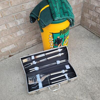 Packer Cooler, pair of towels and New Grill Set