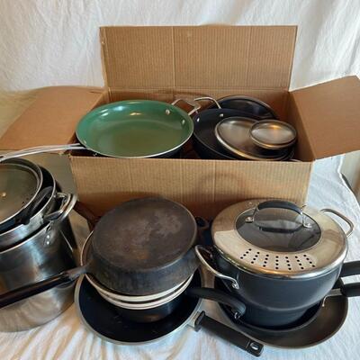 Huge Lot of Pots and Pans OrGreenic, Cast Iron