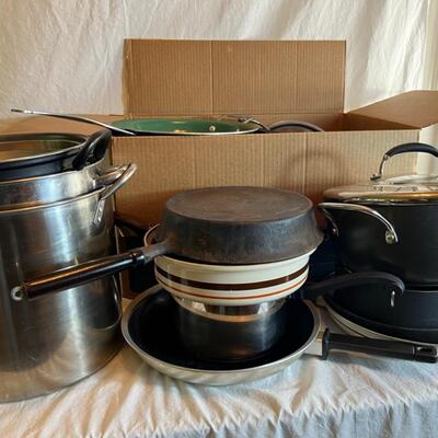 Huge Lot of Pots and Pans OrGreenic, Cast Iron