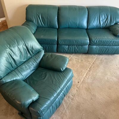 Green Couch and Recliner