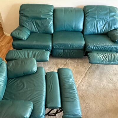 Green Couch and Recliner