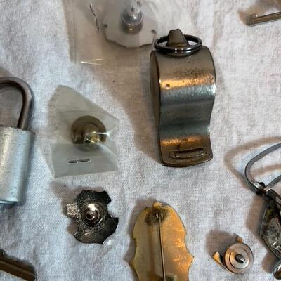 Vintage Police Gear: Badges, Jail Key, Whistle, Manual, DEA