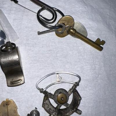 Vintage Police Gear: Badges, Jail Key, Whistle, Manual, DEA