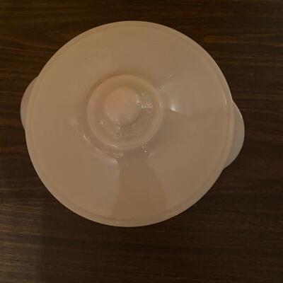 Vintage Fire King oven glass covered casserole dish. Opalescent