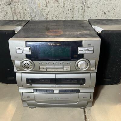 2 Stereos and 2 Additional Speakers Emerson Aiwa Sony