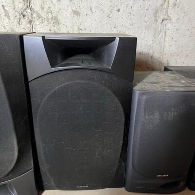2 Stereos and 2 Additional Speakers Emerson Aiwa Sony