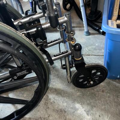 Handicap Medical Equipment Lot: Wheelchair, Elite Walker, Shower Chair, Scale, Crutches, Cane