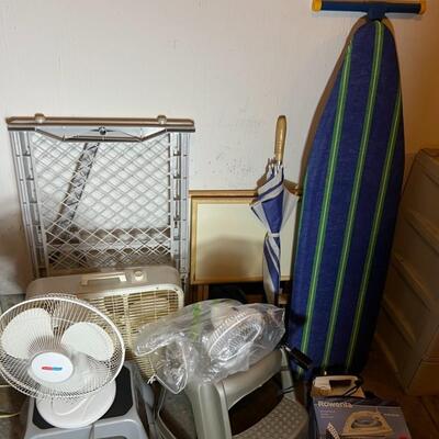Misc. Household Lot Step Stool, Animal Gates, Fans, Iron, Ironing Board