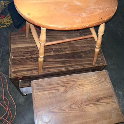 Lot of 2 Rolling Shop Tables and a Bench