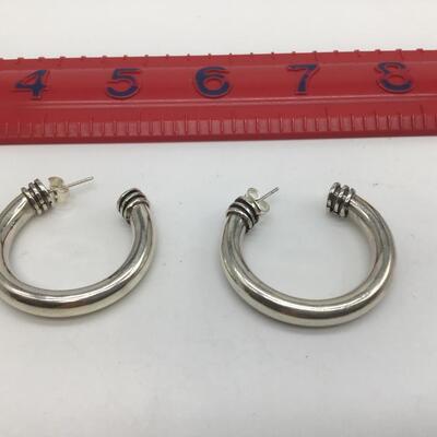 Large 925 Silver Hoop Earrings