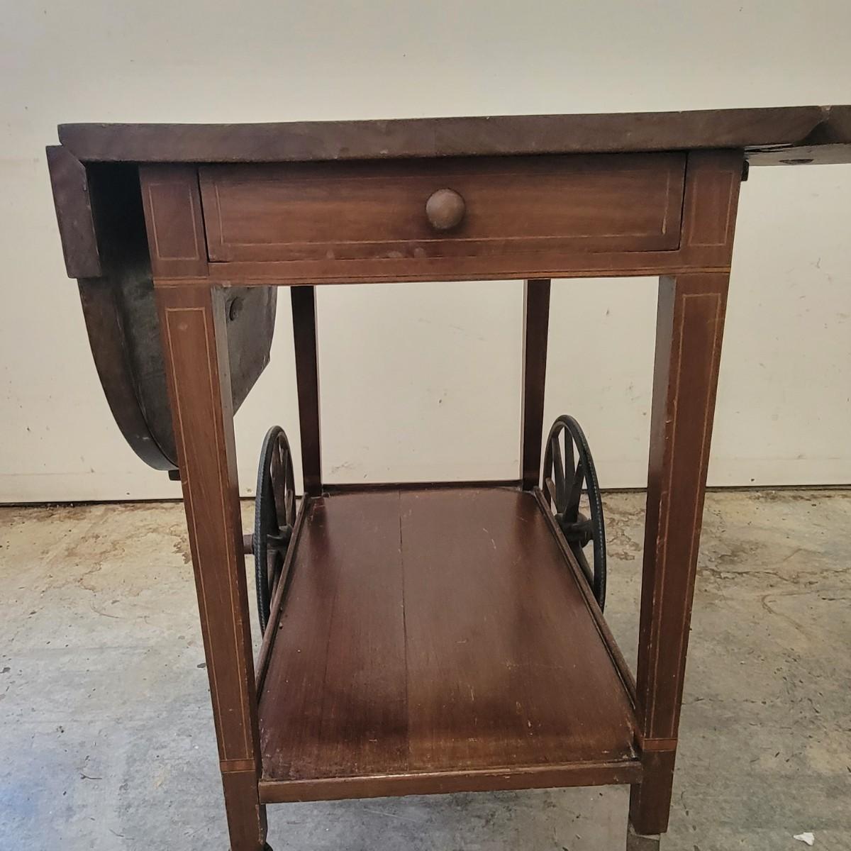 Vintage Drop Leaf Tea Cart with Wheels (GDW)