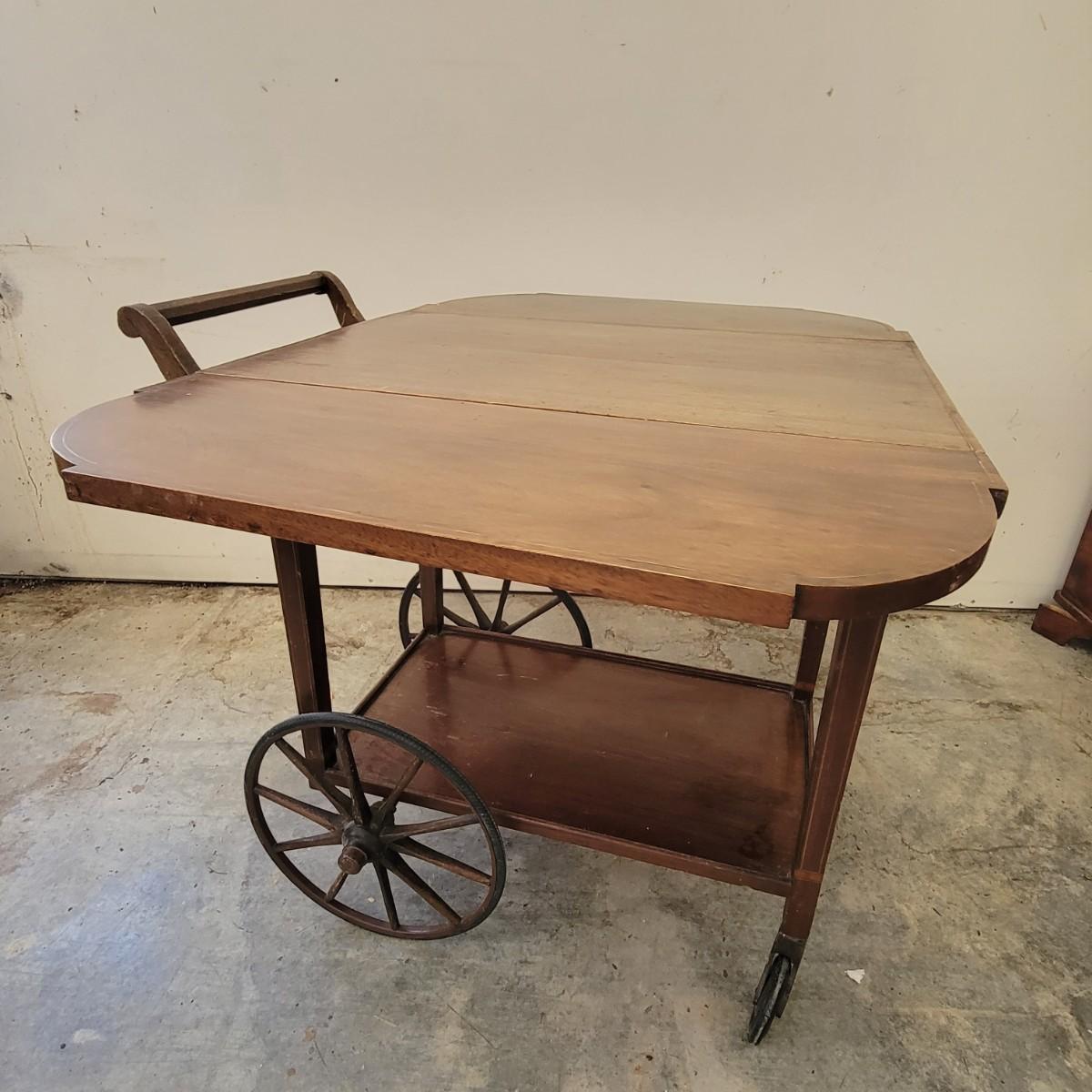 Vintage Drop Leaf Tea Cart with Wheels (GDW)