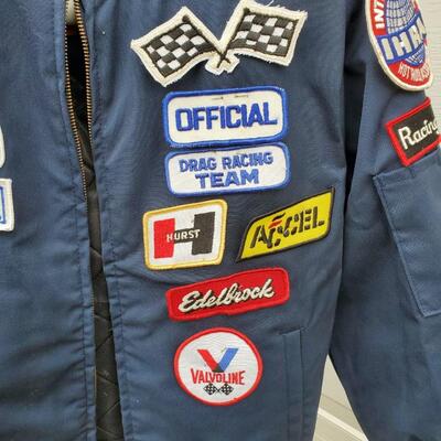 LOT 116: Mens size Medium Cintas Work Jacket with Racing Patches (not attached)