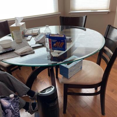 Glass table and 2 chairs