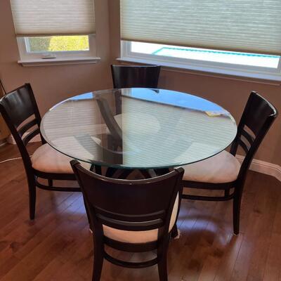 Glass table and 2 chairs