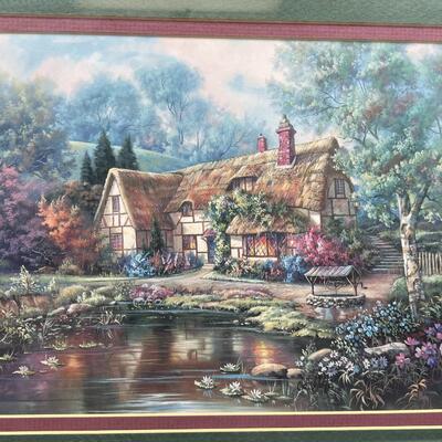 Retro Cottage Core Tranquil House By The Lake Medium Sized Framed Photograph