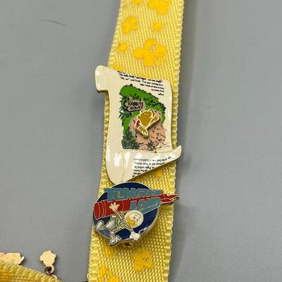 Disneyland Pin Trading Lanyard with Collectible Winnie the Pooh Themed Pins