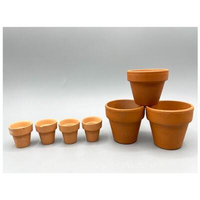 Lot of Small Miniature Terra-Cotta Clay Gardening Planter Pots