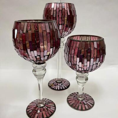 Home Decor Lot - Candles, Pillow, Glass Candleholders Multi Shades of Pink 11+ Pieces