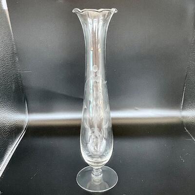 Mid Century Etched Bud Vase