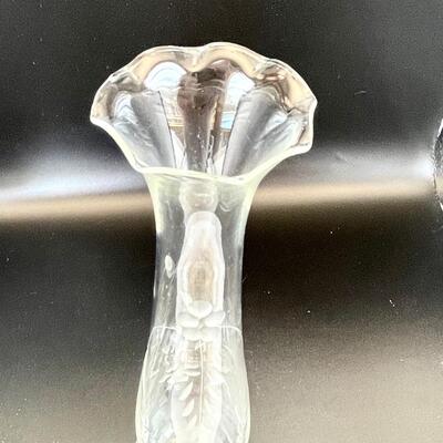 Mid Century Etched Bud Vase