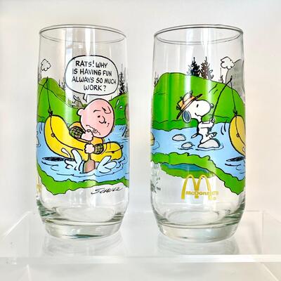 Vintage McDonaldâ€™s Camp Snoopy Drinking Glass Pair