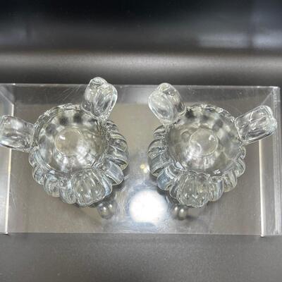 Vintage Jeannette Glass Candleholder Pair
