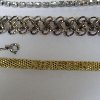 Rhinestone and Faux Pearl Earrings, Rhinestone Choker, 2 Bracelets