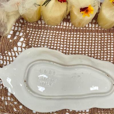 Home Decor Lot - Black Forest Fruits Platter, Majolica Fruit Serving Dish, Luminara Candles, Doily, Votive Candles