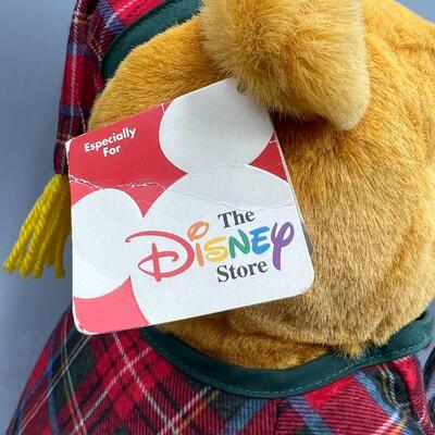 The Disney Store Red Plaid Pajama Wearing Winnie the Pooh Plush Animal