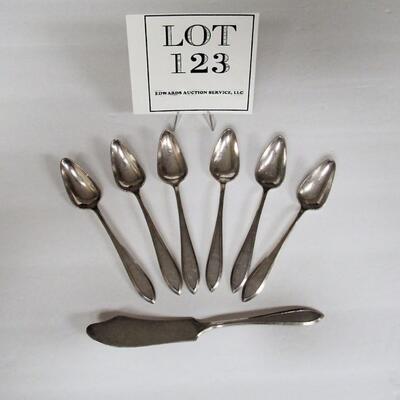 Unusual Silver Plate Fruit Spoons and Spreadder Lot