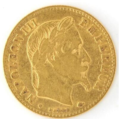 1862 Bb France 10 franc gold coin napoleon 111
