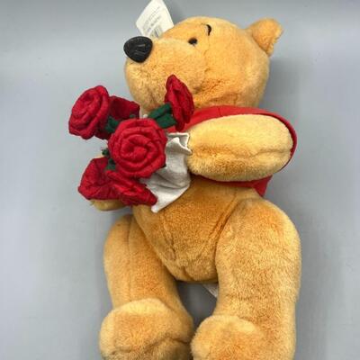 The Disney Store Winnie the Pooh with Roses Soft Plushie