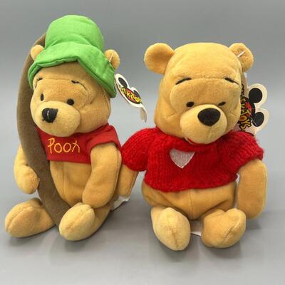 Pair of Mouseketoys Fisherman & Valentine's Day Heart Winnie the Pooh Stuffed Plushies