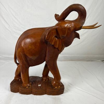 824 Large Teak Carved Elephant Sculpture