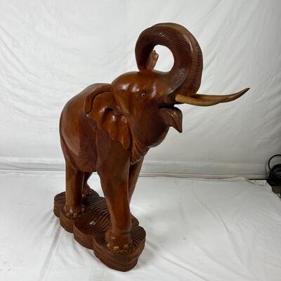 824 Large Teak Carved Elephant Sculpture