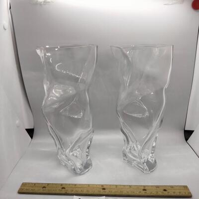 Lot 74 - Pair of Glass Abstract Vases