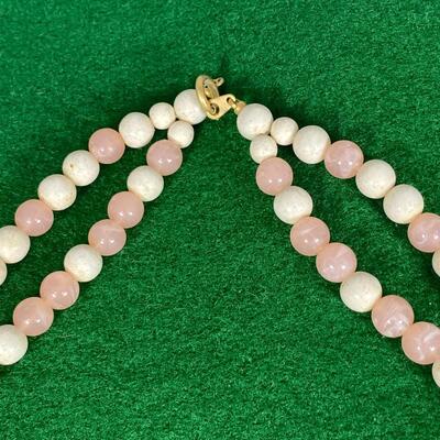 Vintage Beaded Pink Swirl Lucite Statement Necklace
