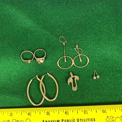 Gold Tone Jewelry Lot Earrings Rings Pendant Charm