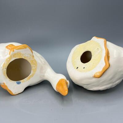 Retro White Geese Ducks Ceramic Figurine Set