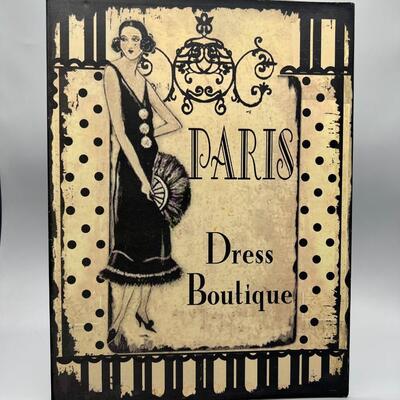 Metal Vintage Styled Paris Dress Boutique Wall Hanging Sign