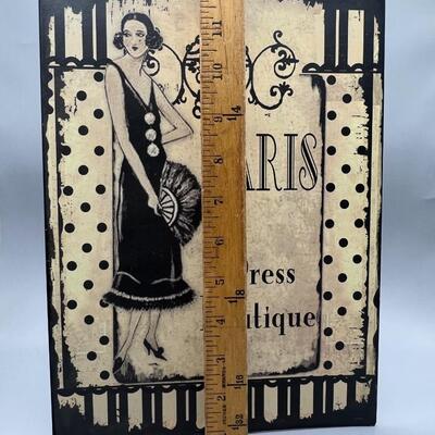 Metal Vintage Styled Paris Dress Boutique Wall Hanging Sign