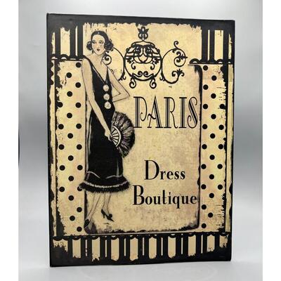 Metal Vintage Styled Paris Dress Boutique Wall Hanging Sign