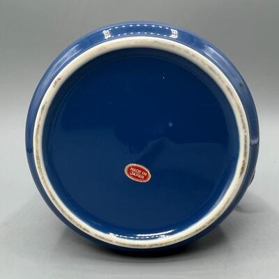 Small Blue Ceramic Canister Crock with Latching Sealing Lid